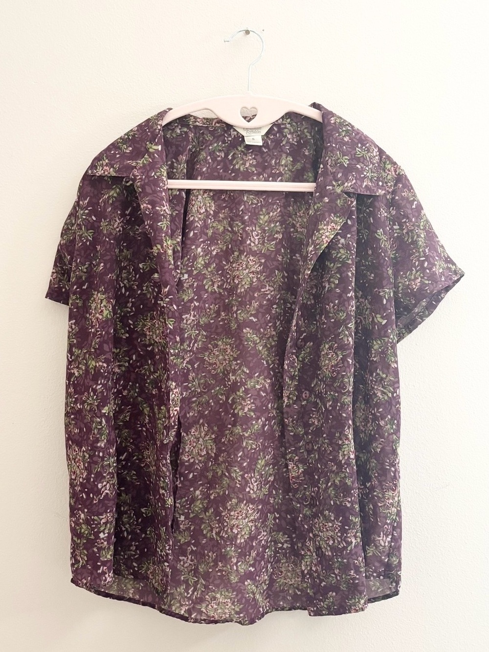 5/$15 🩷 MUST BUNDLE Christopher & Banks Purple Floral Short Sleeve Button Shirt
